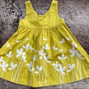 18-24M Tea yellowish green flower and butterfly print dress with bloomers